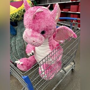 Way To Celebrate Valentines Day Fuzzy Pink Dragon Jumbo Plush 35" Viral Tiktok